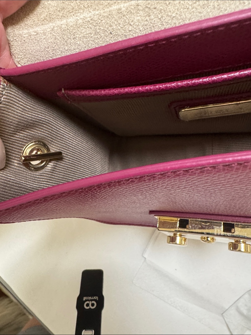 Furla Metropolis Berry Leather and chain Crossbody with Gold Hardware - Picture 13 of 15